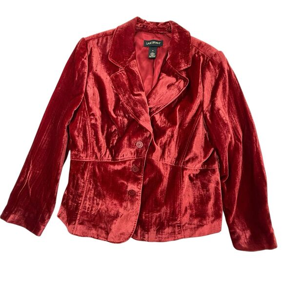 Lane Bryant Crushed Velvet Blazer Jacket Women Size 18 Red Burgundy - Picture 2 of 12